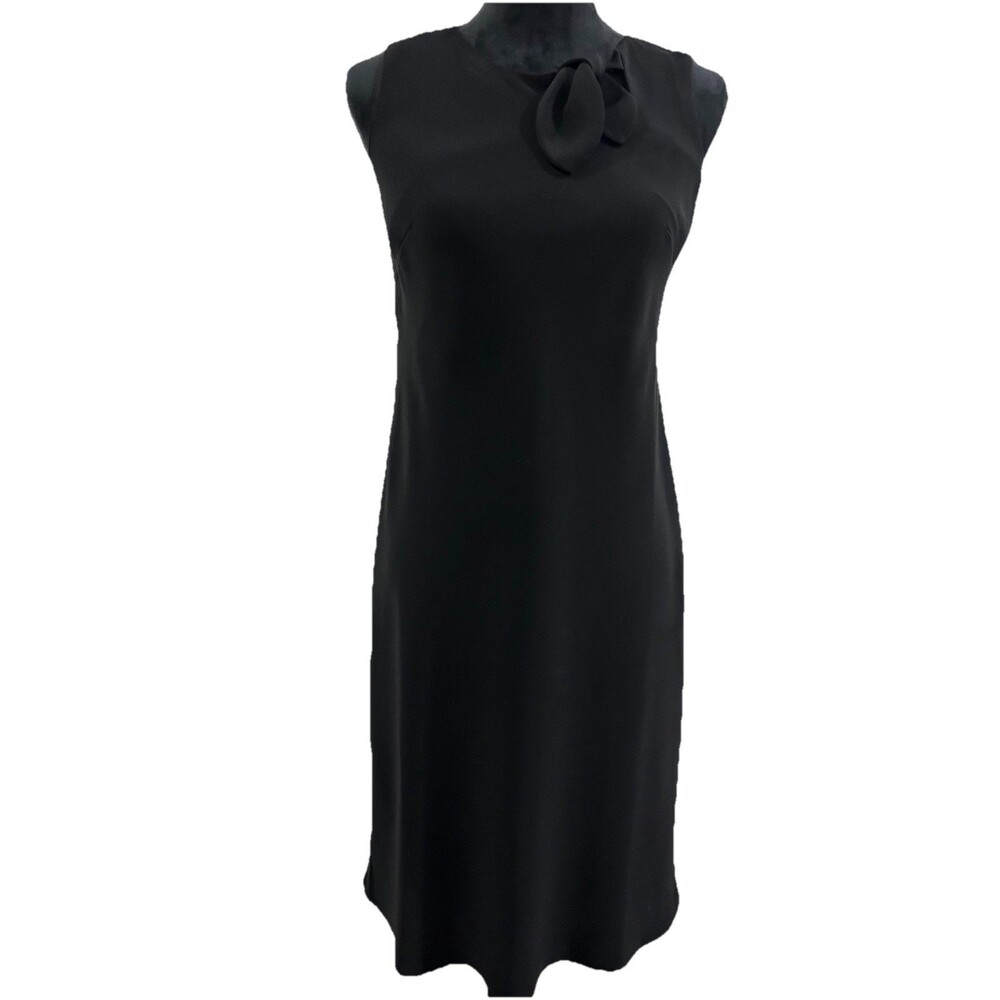 Ann Taylor Loft Womens Size 2 Black Dress Bow Neckline Cut Out Sleeveless Lined